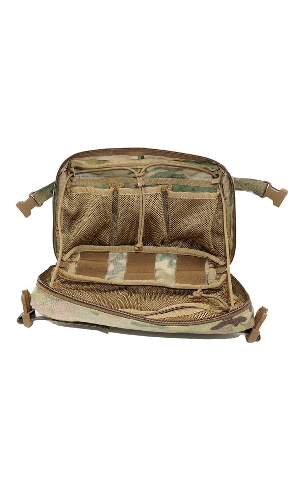 Another angle of the Wilde Custom Gear Goliath Large Admin Pouch, emphasizing its sturdy hardware and flexibility.