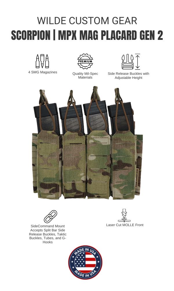 CZ Scorpion Sig MPX PCC SMG Magazine Placard Gen 2 Split Bar Tubes Multicam Graphic Wilde Custom Gear