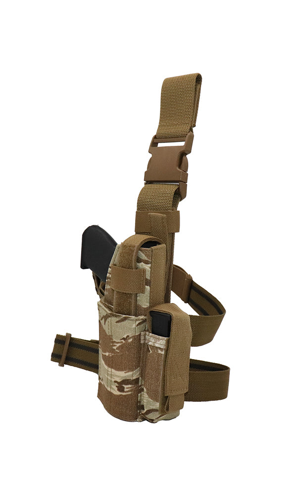 Universal Adjustable Drop Leg Pistol Holster Desert Tiger Stripe Camo Angle Wilde Custom Gear