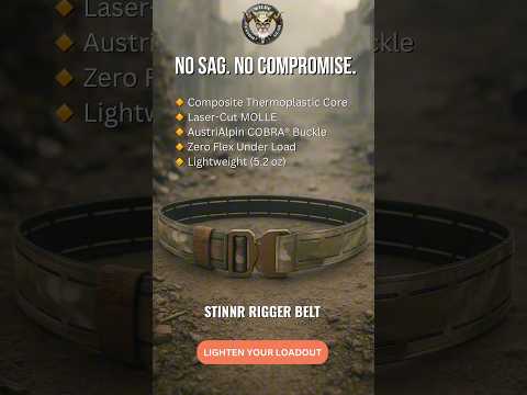 STINNR Thermoplastic MOLLE Rigger Belt. Ergonomic shape, laser-cut MOLLE. Stiff and lightweight