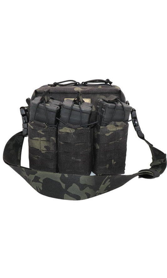 Wilde Custom Gear Active Shooter Bag with three magazine pouches, designed for tactical use, featuring a durable nylon construction.