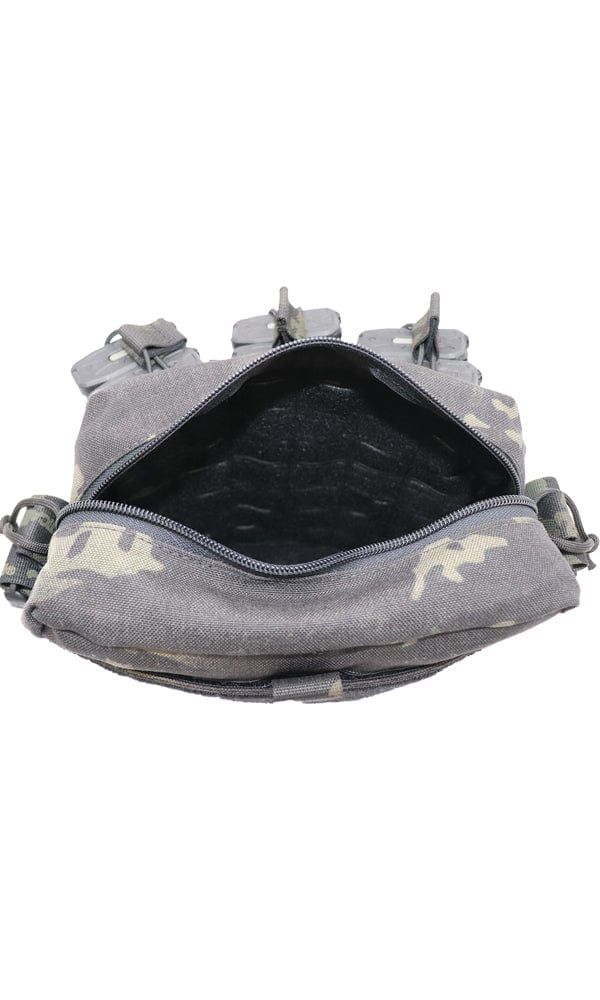 Top view of the Wilde Custom Gear Active Shooter Bag, demonstrating easy access to its main compartment for quick readiness.