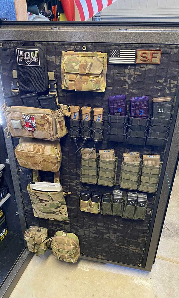 MOLLE Gun Safe Door Panel Laser Cut Mulitcam Black Loaded Wilde Custom Gear