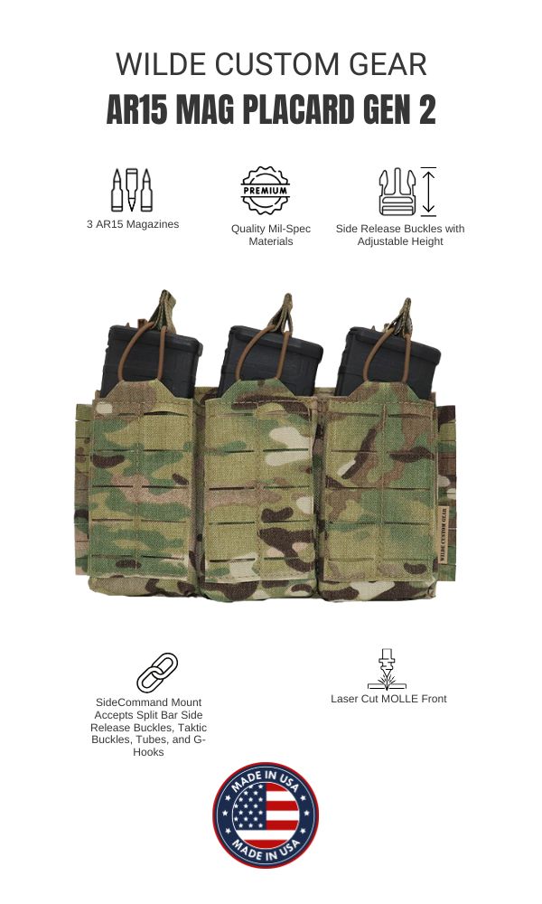 AR15 Magazine Placard Gen 2 Split Bar Tubes Split Bar Buckle Multicam Wilde Custom Gear Graphic