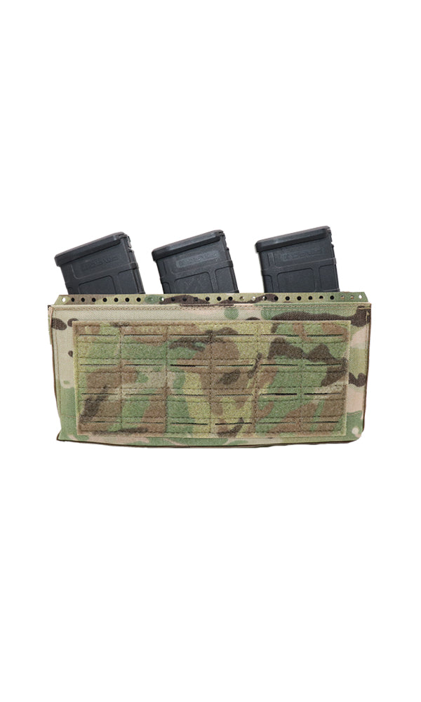 Wilde Custom Gear Adaptive Placard Gen 2 | AR15 Plate Carrier Placard with Laser-Cut MOLLE, Split Bar Tubes Compatible, Multicam, Front View