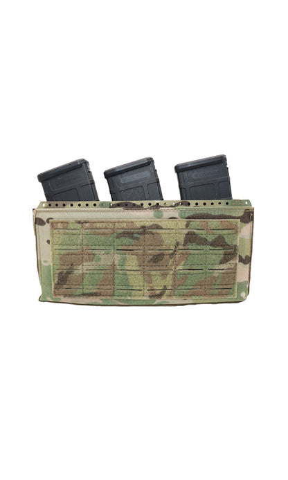 Wilde Custom Gear Adaptive Placard Gen 2 | AR15 Plate Carrier Placard with Laser-Cut MOLLE, Split Bar Tubes Compatible, Multicam, Front View