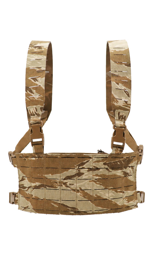 Modular Laser Cut MOLLE Chest Rig Desert Tiger Stripe Camo Front Wilde Custom Gear