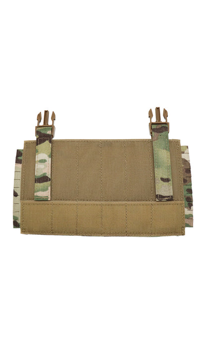 Wilde Custom Gear Modular MOLLE Placard – 6x5 laser cut MOLLE panel. Build any loadout, fast-attach to plate carriers or convert to chest rig.  Split Bar Buckle Options.  Adjustable Height. Multicam.  Back