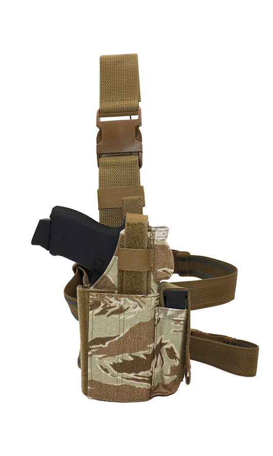 Universal Adjustable Drop Leg Pistol Holster RMR Optic Cut Out Desert Tiger Stripe Camo Side Wilde Custom Gear