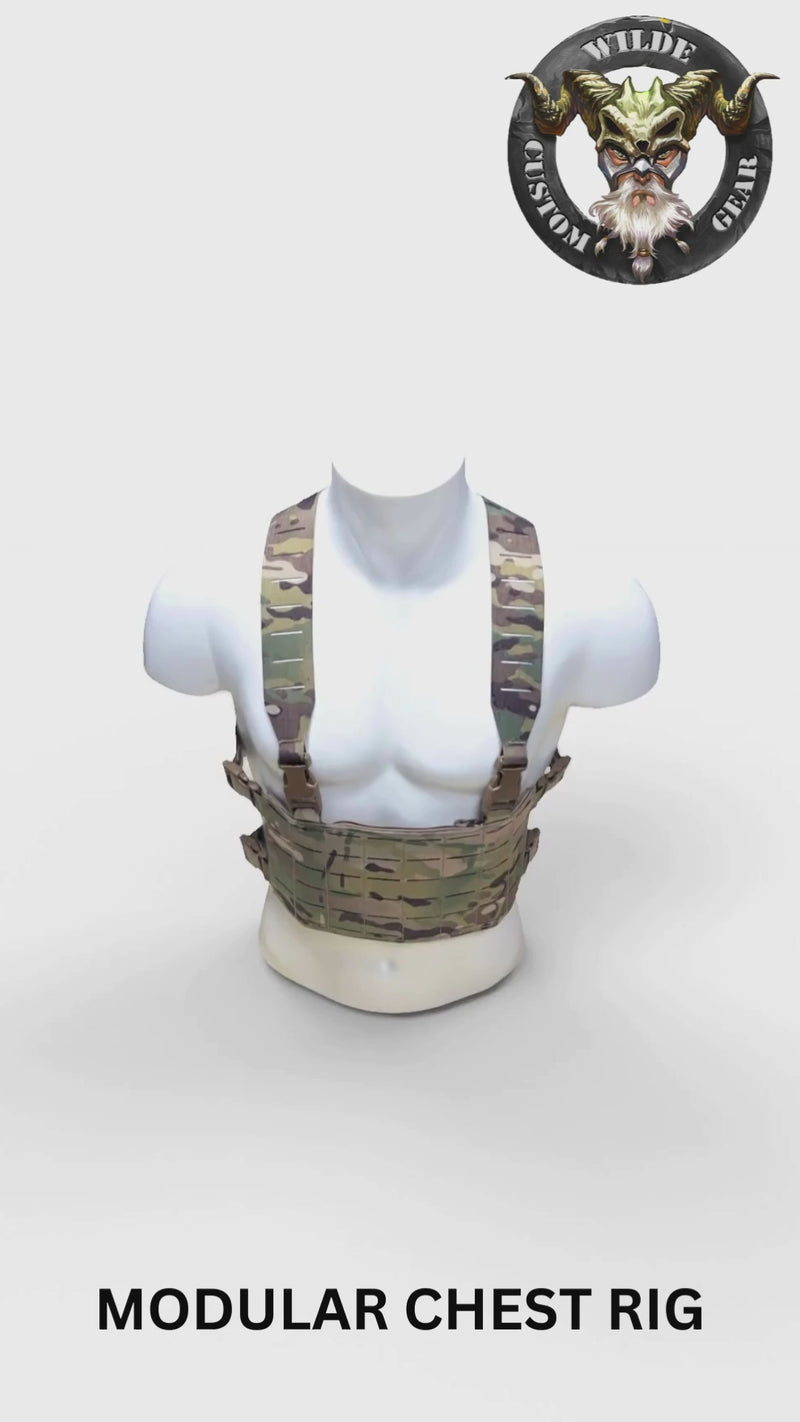 Modular Laser Cut Micro Chest Rig Squadron Multicam 360 degree view Wilde Custom Gear