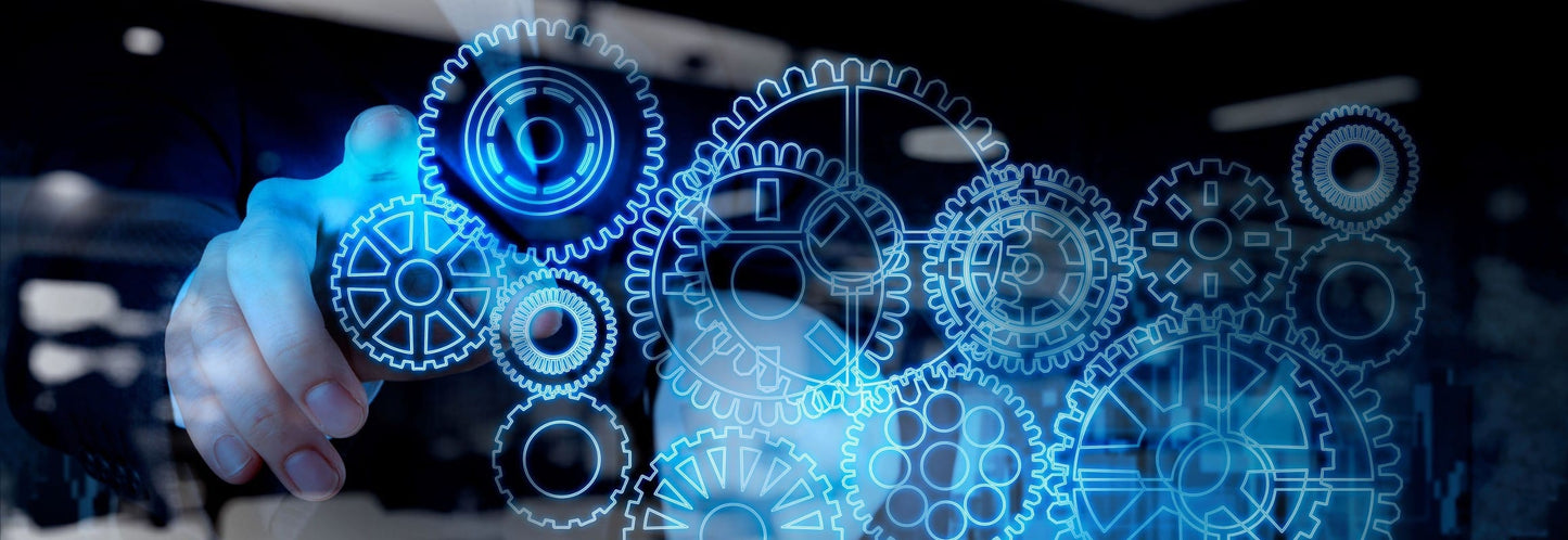 tech style blue gear screen 
