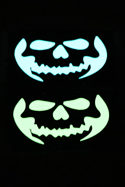 Front Skull Halloween Glow in the dark laser cut patch - Wilde Custom Gear