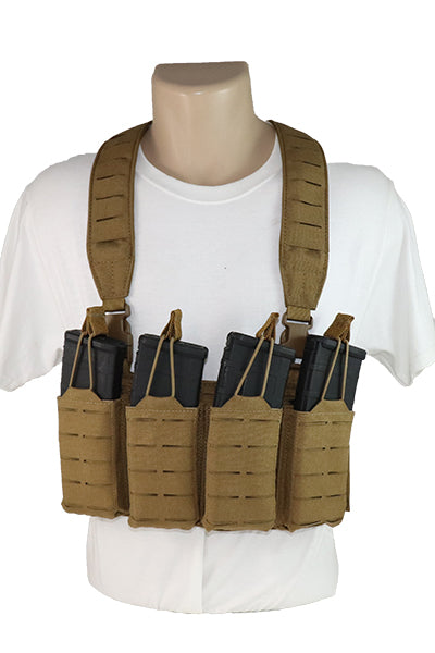 Wilde Custom Gear Modular Laser Cut MOLLE Chest Rig - Coyote Brown AR15 Magazines Front