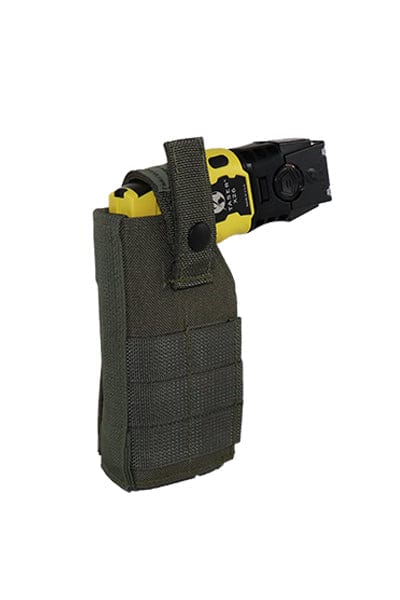 Taser X26 duty holster with adjustable retention strap and quick draw open top design
