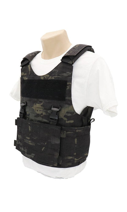Wilde Custom Gear Modular Black External Load Bearing Laser Cut MOLLE Black Vest Carrier Police Law Enforcement Side angle